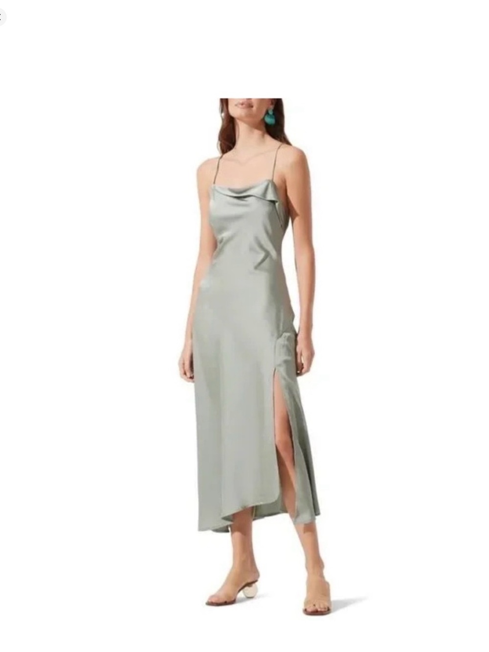 Astr the Label giaSatin Maxi Dress in Sage Green